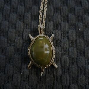 Avon Gold And Green Turtle Necklace